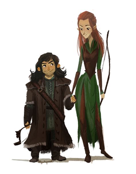 Kili and Tauriel fanart by ellyshepard - "They were SO CUTE, I couldn’t ...