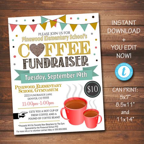 Coffee Fundraiser School Event Flyer | TidyLady Printables