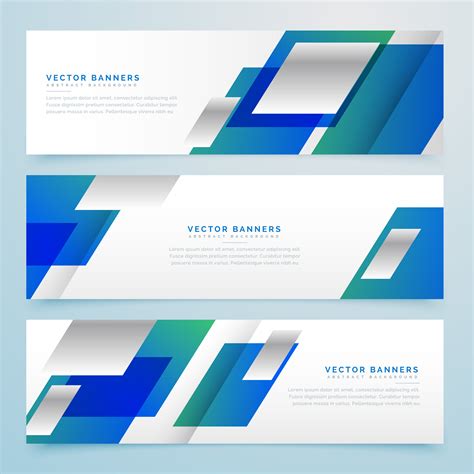 business style geometric banners and headers in blue color - Download Free Vector Art, Stock ...