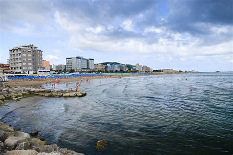 Pesaro Beach In Italy Panoramic Overview Marche Region Stock Photo - Download Image Now - iStock