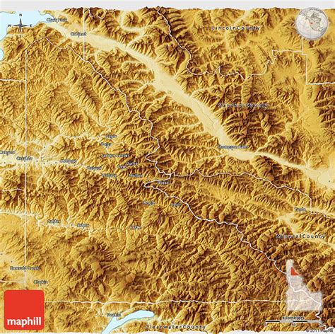 Physical 3D Map of Shoshone County