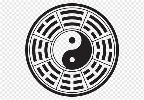 I Ching Bagua Taoism Yin and yang Feng shui, symbol, monochrome, rim ...