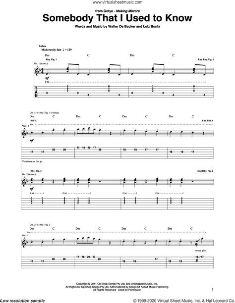 Somebody That I Used To Know (feat. Kimbra) sheet music for guitar ...