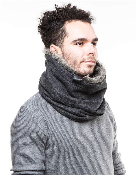 Fur neck warmer, mens gift, gift boyfriend, wool scarf, men's fur scarf ...