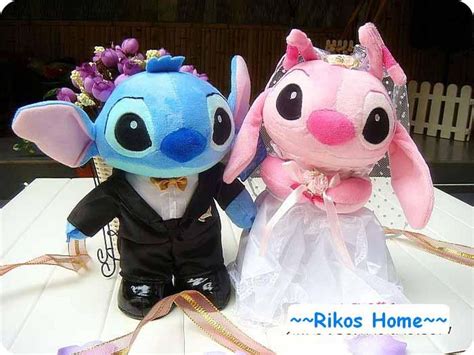 2014 New Plush Disney Lilo Stitch & Angel Wedding Marriage Dolls 12 ...