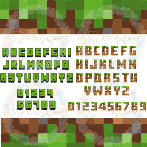 Minecraft Font Alphabet and Number PNG SVG Files Only - Etsy