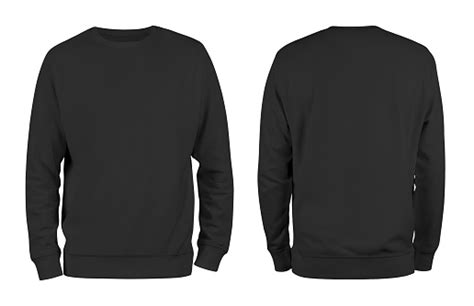 Mens Black Blank Sweatshirt Templatefrom Two Sides Natural Shape On Invisible Mannequin For Your ...