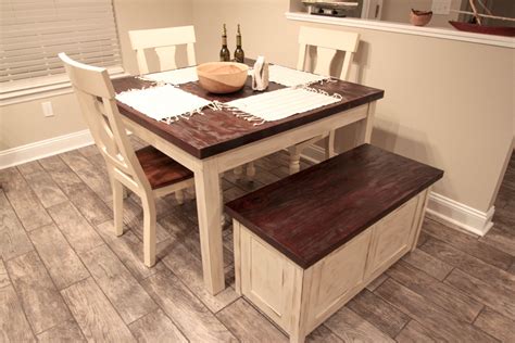 Custom Rustic Farmhouse Table And Storage Bench by Chip Off the Block, LLC | CustomMade.com