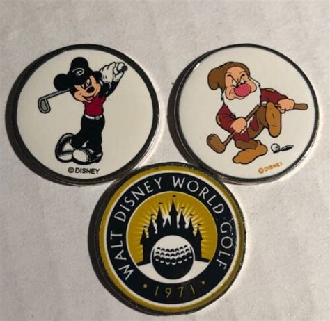 3 Disney golf ball markers. Mickey Mouse, Grumpy,