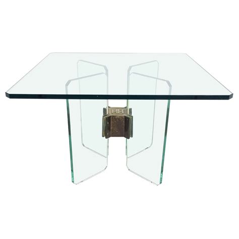 Peter Ghyczy Smoked Glass and Raw Brass Coffee Table For Sale at 1stDibs