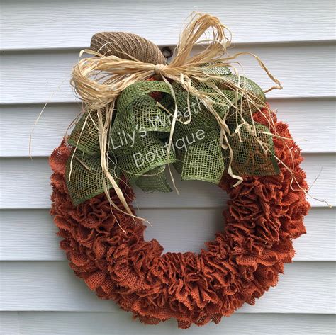 Fall Burlap Pumpkin Wreath Harvest Pumkin Wreath Fall Front - Etsy