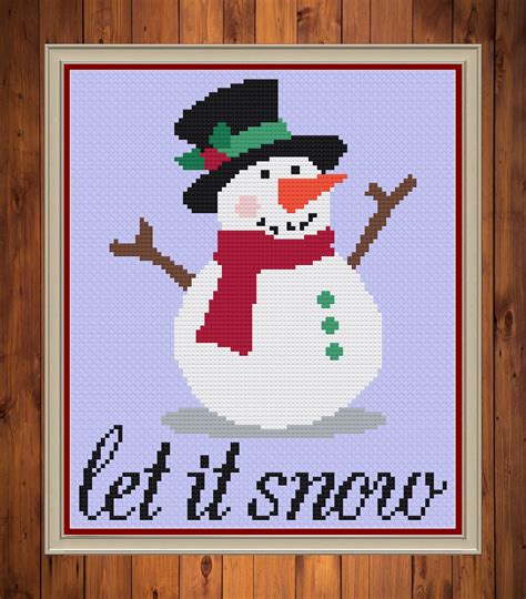 Snowman Cross Stitch Snowman Cross Stitch Pattern Winter - Etsy