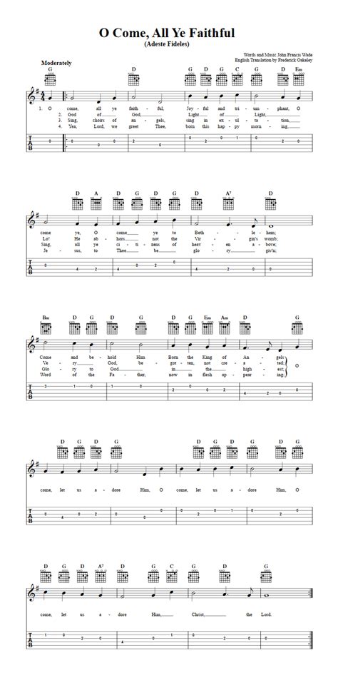 O Come All Ye Faithful - Easy Guitar Sheet Music and Tab with Chords ...