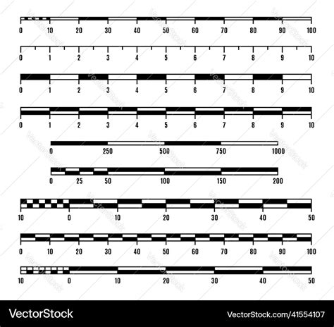 Map scale lines and rulers for distance measure Vector Image