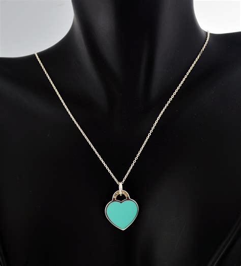 Return To Tiffany & Co 925 Sterling Silver Blue Enamel Heart Charm Necklace 16" | Coin Exchange NY