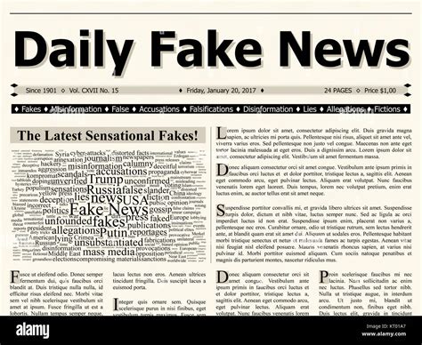 Front page of daily fake news mainstream newspaper title headline Stock ...