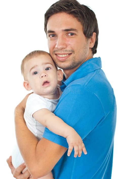 Father holding baby boy stock photo. Image of blue, cheerful - 21183036