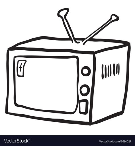 Simple black and white retro tv Royalty Free Vector Image