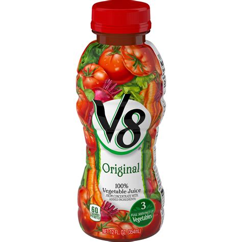 V8 Juice, Original 100% Vegetable Juice, Plant-Based Drink, 12 Ounce ...