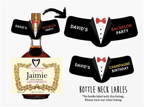 Whiskey Bottle Neck Label Bottle Neck Label Groomsman Bottle | Etsy