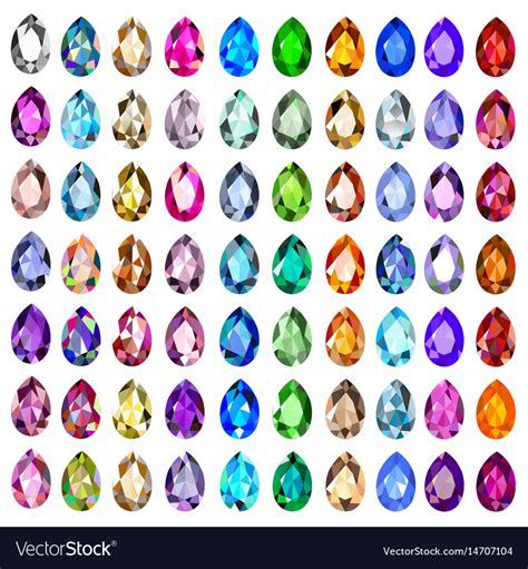 Set of precious stones of different colors Vector Image