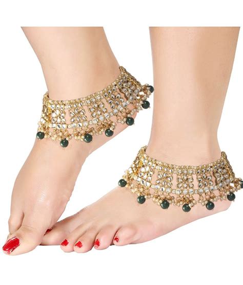 I Jewels Gold Plated Bridal Kundan Anklets For Women A022G: Buy I Jewels Gold Plated Bridal ...