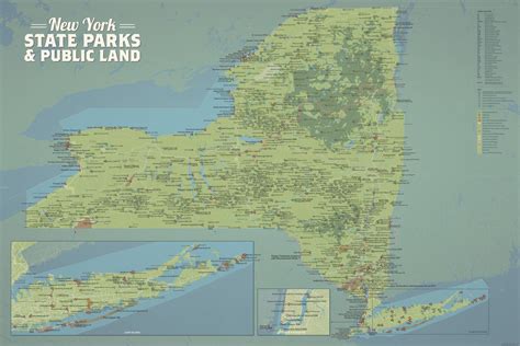 New York State Parks & Public Land Map 24x36 Poster - Best Maps Ever