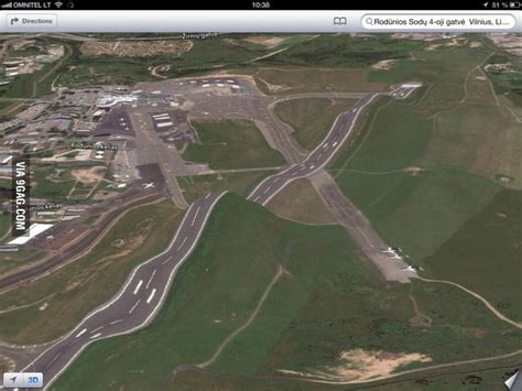 Vilnius airport according to Apple maps - 9GAG