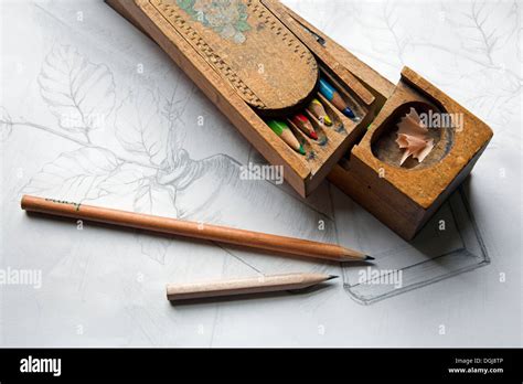 Handmade wooden pencil case pencils hi-res stock photography and images ...