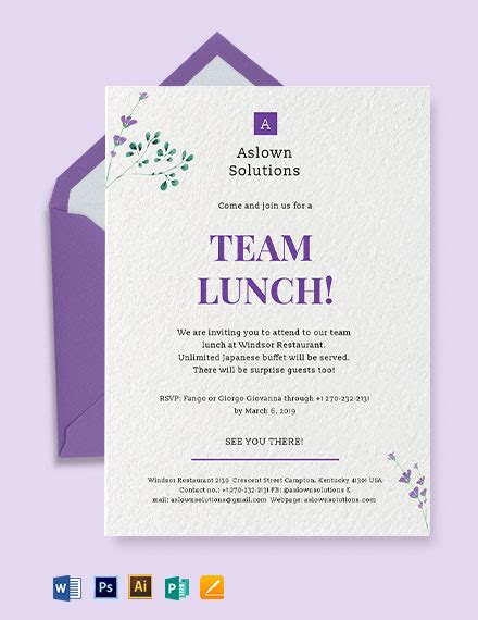 9+ FREE Lunch Invitation Templates - Word | PSD | InDesign | Apple (MAC) Pages | Publisher ...