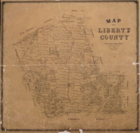 1895 GLO map of Liberty County, Texas | Liberty county, Liberty, Map