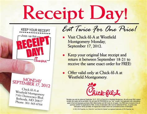 RECEIPT DAY at Chick-fil-A Westfield Montgomery | Bethesda, MD Patch