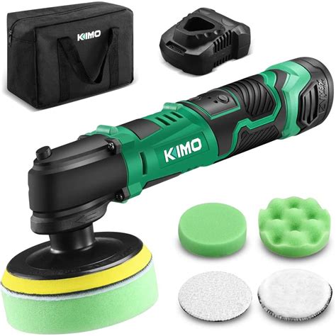 KIMO 12V 4" 3000RPM Cordless Car Buffer Polisher Kit w/ 2.0Ah Battery ...