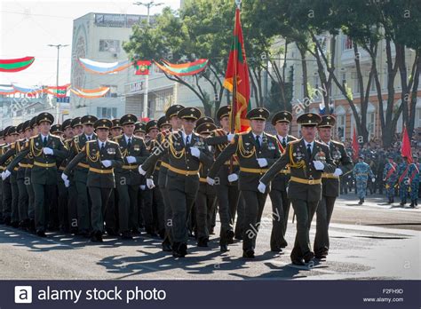 Soldiers Parading - 25th Anniversary of the Pridnestrovian Moldavian Republic PMR, Transnistria ...