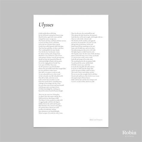 Ulysses by Alfred Lord Tennyson Poem Print Poetry Print - Etsy