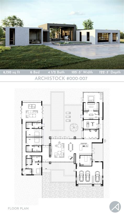 Modern Minimalist House Plan 000-007 ANK Studio - ANK STUDIO House Plans