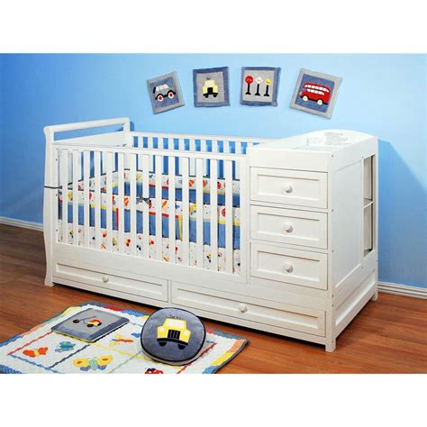 Athena Daphne 2 in 1 Convertible Crib in White - Walmart.com | Crib and changing table combo ...