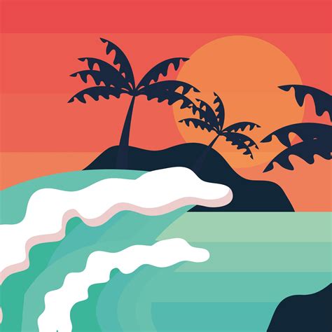 tropical island waves 2503331 Vector Art at Vecteezy