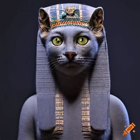 Antropomorphic beautiful cat in ancient egyptian style, night sky