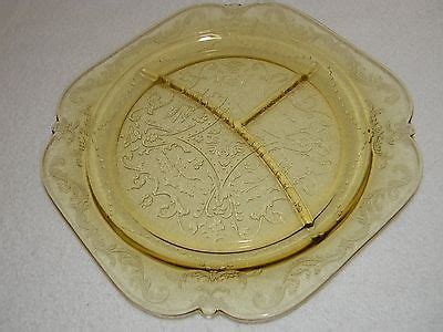 5 Yellow Depression Glass Madrid Pattern 3 Section Plate by Federal Glass -- Antique Price Guide ...