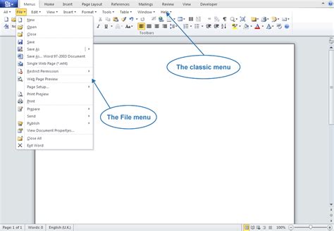 Classic Menu For Microsoft Word 2010