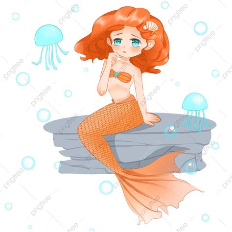Little Mermaid White Transparent, Sad Little Mermaid, Mermaid, Cute, Beautiful PNG Image For ...