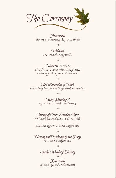 Wedding Program Examples