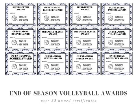 End of Season Volleyball Award Certificates 30 Volleyball Certificates ...