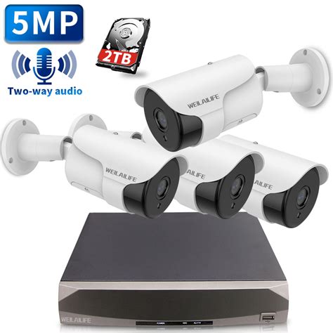 PoE Security Camera System, 4pcs 5MP Wired Backstreet PoE IP Cameras, 8 Channel NVR Recorder ...