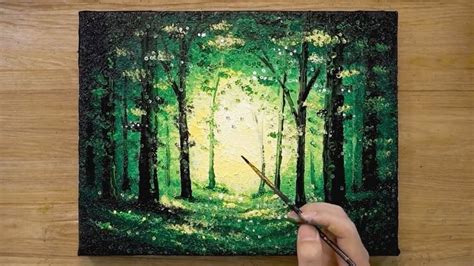 How to Paint a Forest / Easy Acrylic Painting Technique #488 - YouTube | Tree painting canvas ...