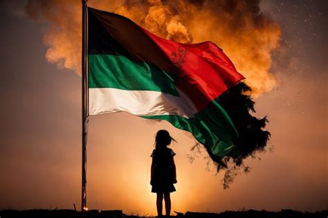 Premium AI Image | A young child girl with a Palestine flag seeing ...