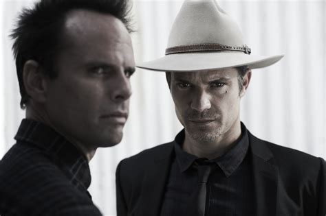 Walton Goggins as Boyd Crowder and Timothy Olyphant as Raylan Givens in Justified - Walton ...