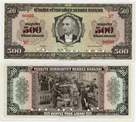 Turkey banknotes 500 Lirasi Turkish Lira banknote, İsmet İnönü.|World Banknotes & Coins Pictures ...