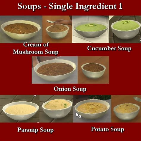 Mod The Sims - Custom Food Soups-Single Ingredient 1 Around The Sims 4 ...